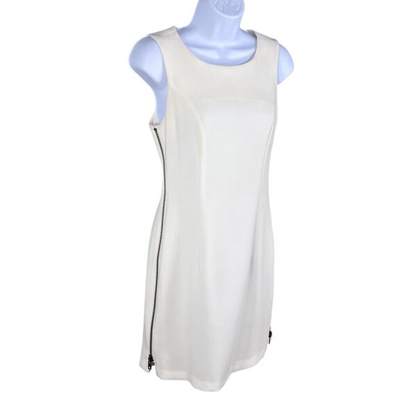 BCBGeneration Womens 4 Cream Shift Dress Multiway Zippers Office Career Wear - Picture 1 of 16